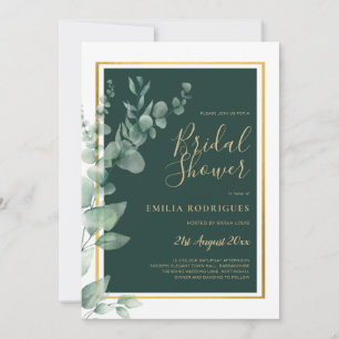 Eucalyptus BRIDAL SHOWER Greenery Gold QR Code Inv Invitation