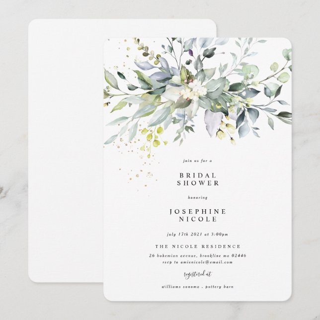 Eucalyptus Bridal Shower Invitation (Front/Back)