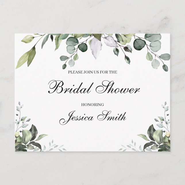 Eucalyptus Bridal Shower Invitation Postcard (Front)