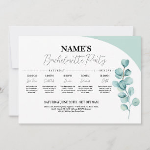 Eucalyptus Bridal Shower Itinerary Green Leaves Invitation