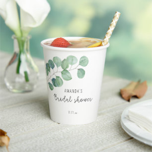 Eucalyptus - bridal shower paper cups