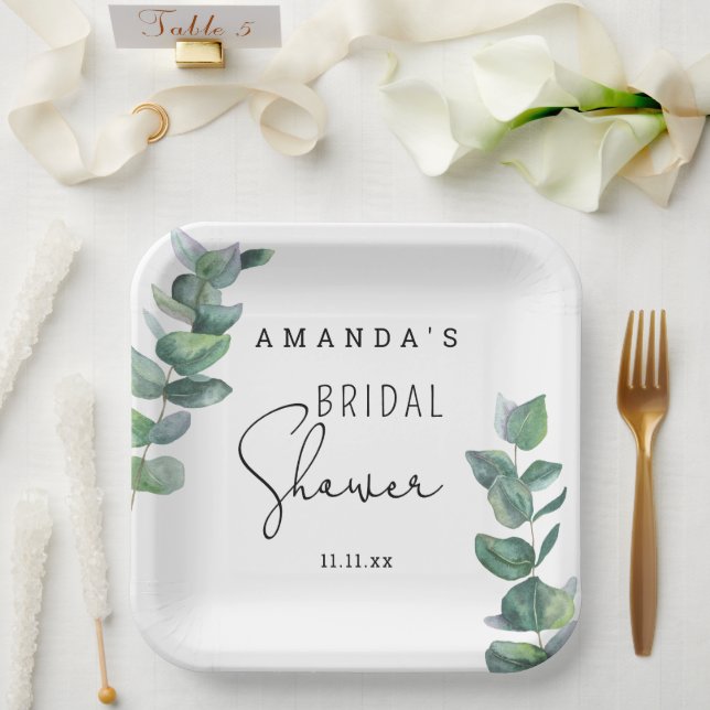 Eucalyptus - bridal shower  paper plate (Wedding)