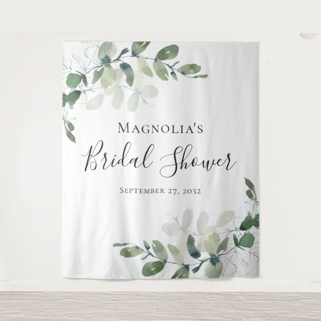 Eucalyptus Bridal Shower Photo Booth Backdrop Tapestry (Front)