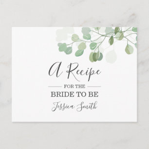 Eucalyptus Bridal Shower Recipe Card Greenery Boho