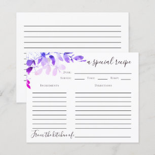 Eucalyptus Bridal Shower Recipe Card Purple