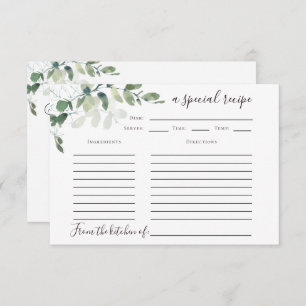 Eucalyptus Bridal Shower Recipe Card with Poem