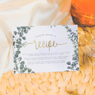 Eucalyptus Bridal Shower Recipe Request Enclosure Card