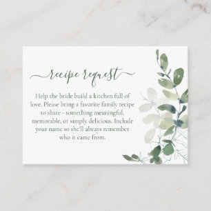 Eucalyptus Bridal Shower Recipe Request Enclosure Card