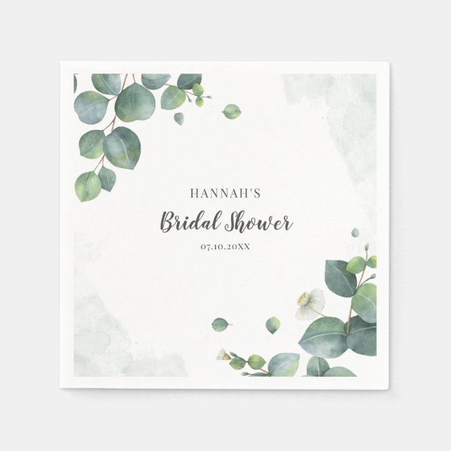 Eucalyptus Bridal Shower Script Paper Napkin (Front)