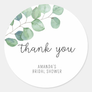 Eucalyptus - bridal shower thank you classic round sticker