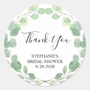 Eucalyptus Bridal Shower Thank You Classic Round Sticker