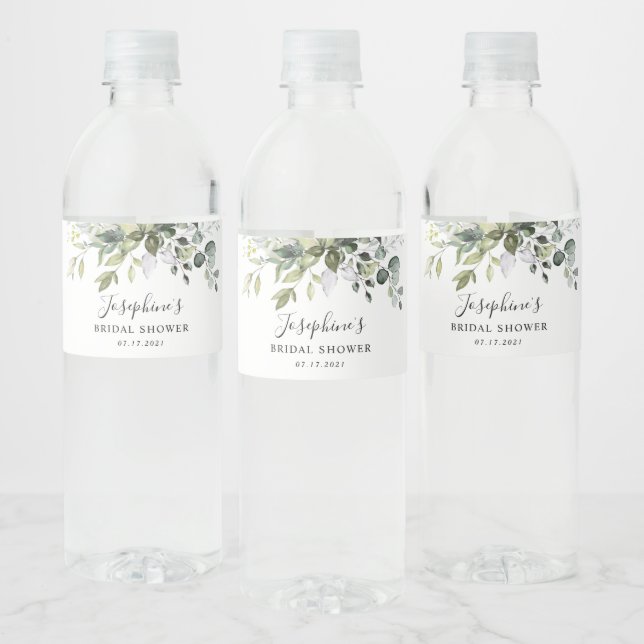Eucalyptus Bridal Shower Water Bottle Label (Bottles)