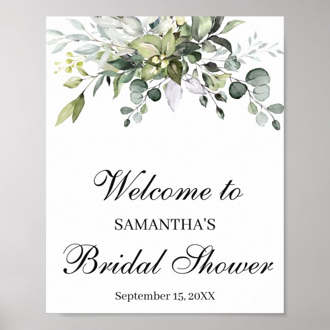 Eucalyptus Bridal Shower Welcome Poster Sign (Front)
