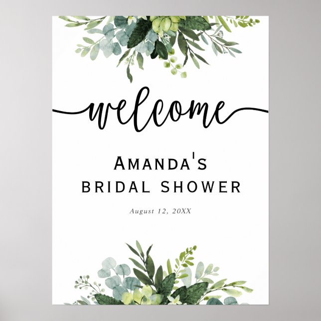 Eucalyptus Bridal Shower Welcome Sign (Front)