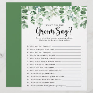 Eucalyptus Bridal Shower What did the Groom Say