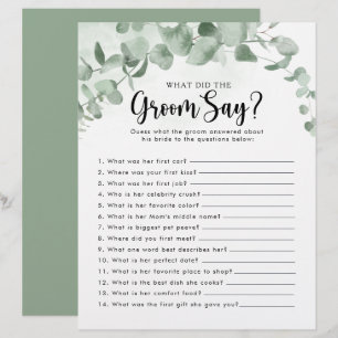 Eucalyptus Bridal Shower What did the Groom Say