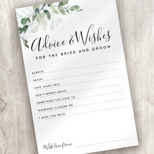 Eucalyptus Bride and Groom Advice Wishes Card