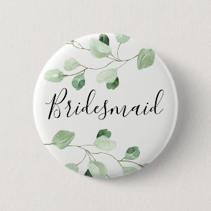 eucalyptus bridesmaid 6 cm round badge