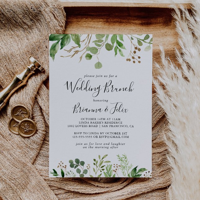 Eucalyptus Brown Floral Wedding Brunch Invitation (Creator Uploaded)