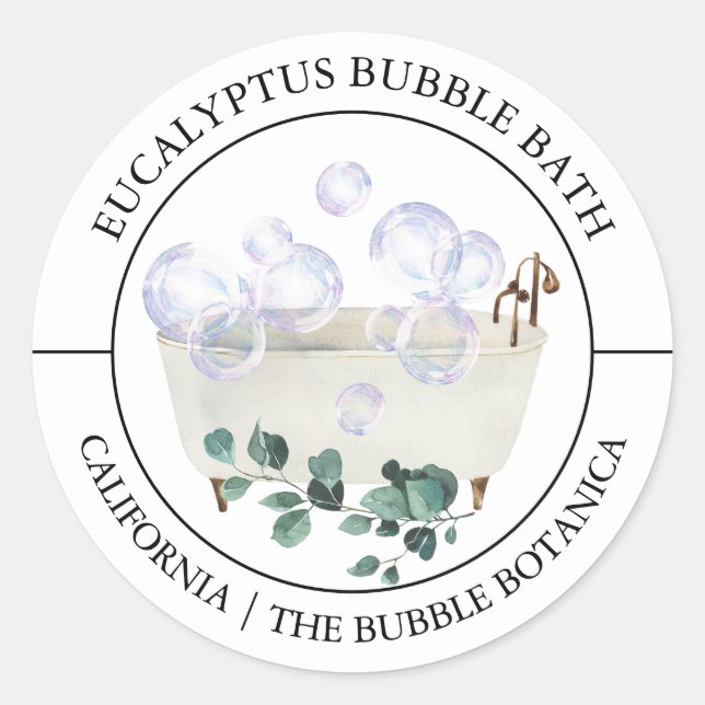 Eucalyptus Bubble Bath label (Front)