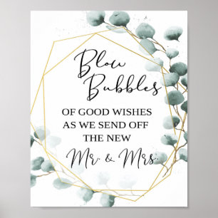 Eucalyptus Bubble Send-Off Sign   Wedding Send-Off