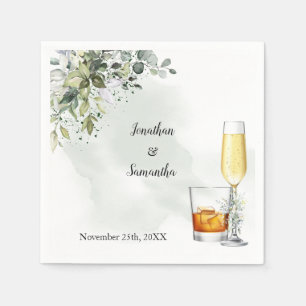 Eucalyptus Bubbles & Bourbon Wedding Napkin