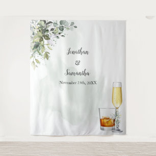 Eucalyptus Bubbles & Bourbon Wedding Shower Tapestry