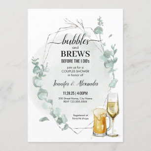 Eucalyptus Bubbles & Brews Shower Invitation