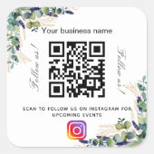 Eucalyptus business name qr code instagram square sticker (Front)