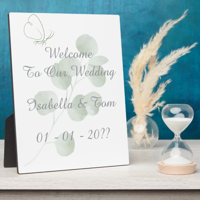 Eucalyptus & Butterfly Botanical Wedding Ceremony Plaque (Side)