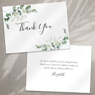 Eucalyptus Calligraphy Bridal Shower Thank You  Card