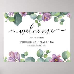 Eucalyptus Calligraphy Floral Welcome Wedding Sign