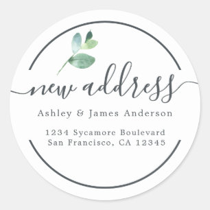 Eucalyptus Calligraphy New Address Label