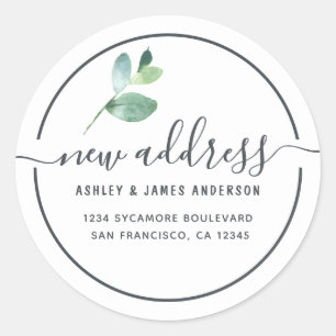 Eucalyptus Calligraphy New Address Label
