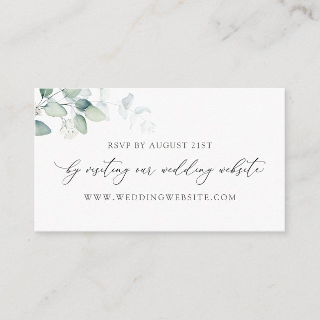 Eucalyptus Calligraphy Wedding RSVP Online Card (Front)