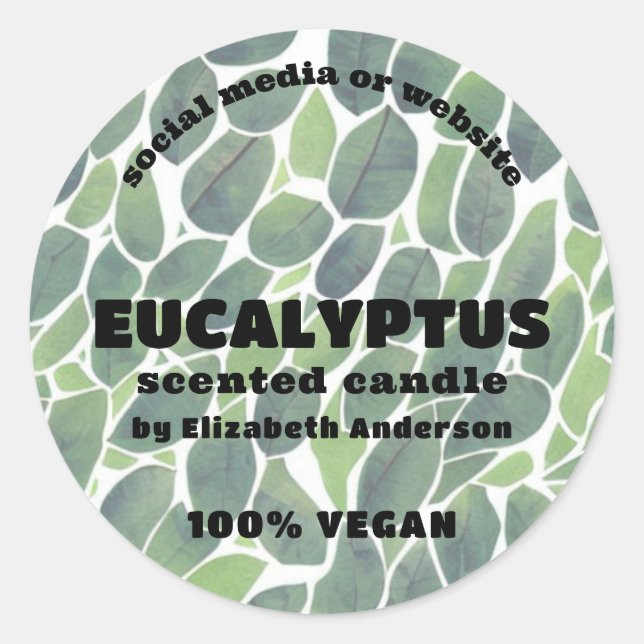 Eucalyptus Candle Classic Round Sticker (Front)