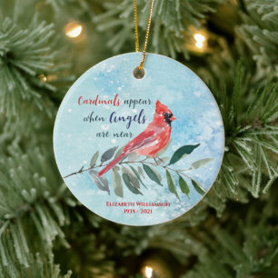 Eucalyptus Cardinals Memorial Keepsake Photo Ceramic Tree Decoration