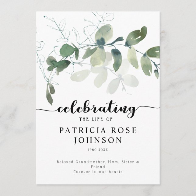 Eucalyptus Celebrating the Life of Funeral Program Programme (Front)