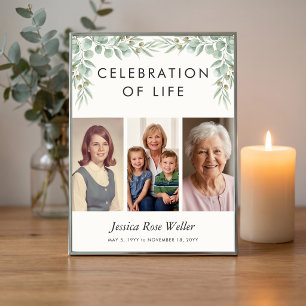 Eucalyptus Celebration of Life 3 Photo Welcome Poster