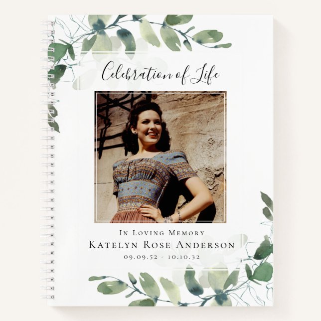 Eucalyptus Celebration of Life Funeral Guest Book (Front)