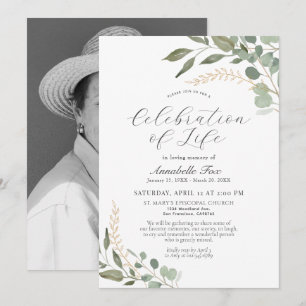 Eucalyptus Celebration of Life Funeral Memorial Invitation