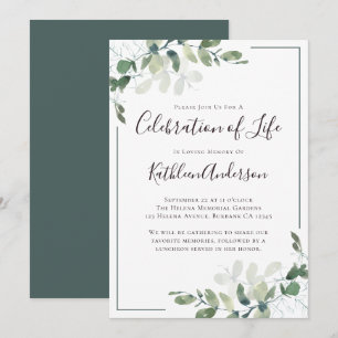 Eucalyptus Celebration of Life Invitation