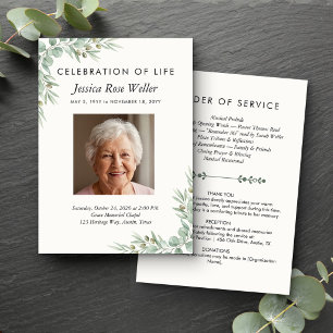 Eucalyptus Celebration of Life Photo Program Invitation