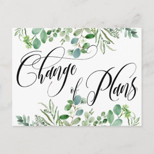 Eucalyptus Change of Plans Postponed Wedding Postcard