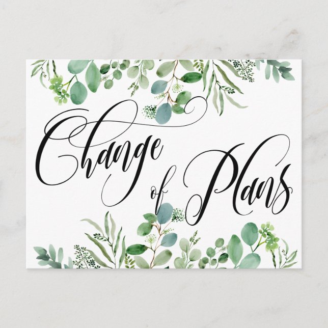 Eucalyptus Change of Plans Postponed Wedding Postcard (Front)