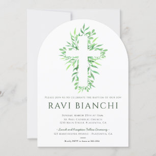 Eucalyptus Christening Greenery Baptism Invitation