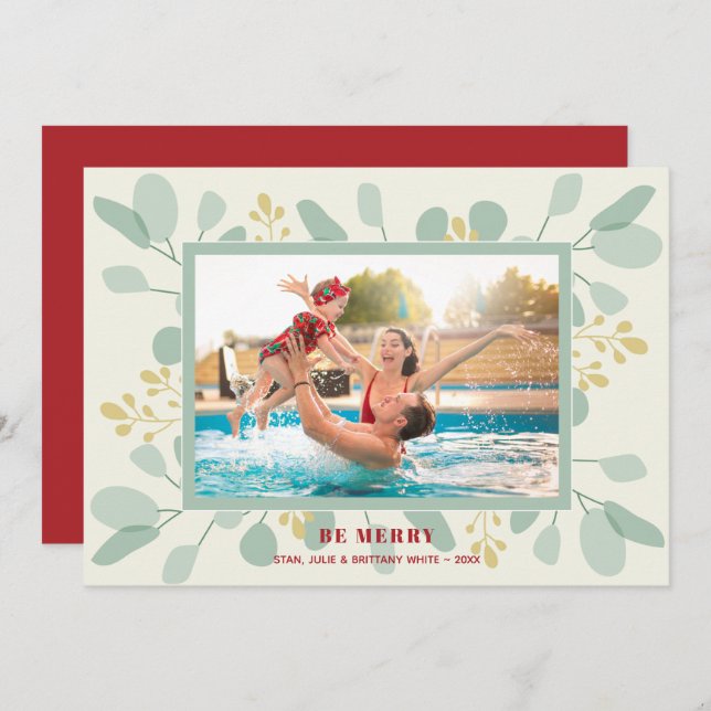 Eucalyptus Christmas Photo Holiday Card (Front/Back)