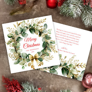 Eucalyptus Christmas Wreath Greenery Elegant Holiday Card