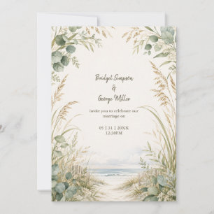 Eucalyptus Coastal cape cod destination wedding Invitation