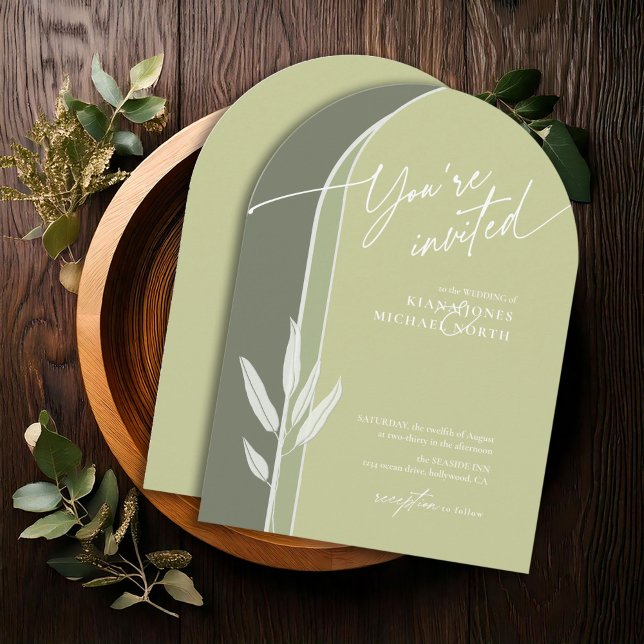 Eucalyptus Colour Tones Wedding Green Arch ID901 Invitation (Creator Uploaded)